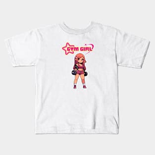 Dumbbell Babe Gym Girl | Japanese Anime Illustration Kids T-Shirt